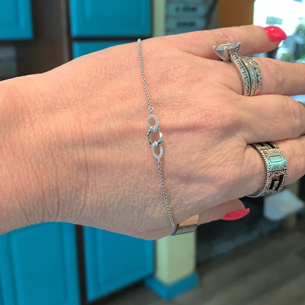 Dainty Link Moissanite Slide 925 Sterling Silver Bracelet with Certification NWT - Picture 5 of 5